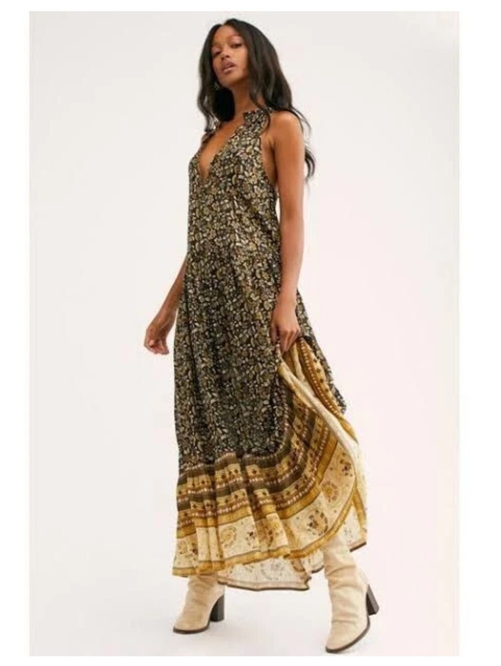Spell + Free People Eclusive Dahlia Maxi Dress SZ L NWT🤎🖤